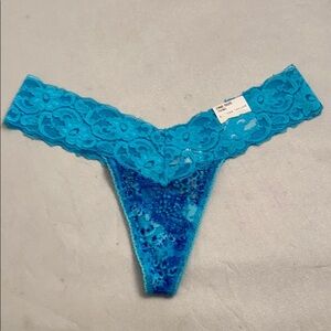 Morgan Taylor blue nylon/lace thong panty OS